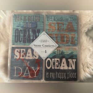 NIB Set of Four Boston Warehouse Stone Coasters
